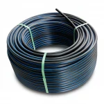 لفة أنابيب HDPE ضغط  10 بار [PE 100] قطر خارجي 75 مم  SDR 17  لون اسود مع خط ازرق | مصنع المنى