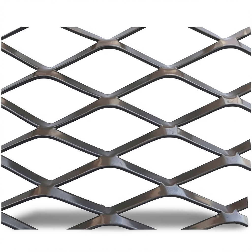 Steel Expanded Metal Mesh Thickness 3.8 mm Width 1.22 m Length 6 m Black