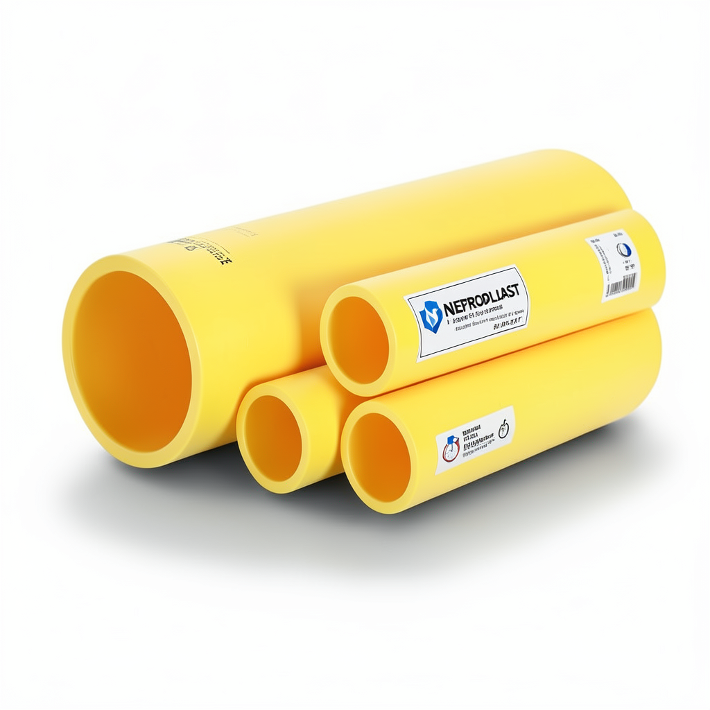 مواسير HDPE نيبروبلاست PE 80 ضغط 8 بار قطر خارجي 450 مم سمك 26.7 مم لون أصفر | نيبروبلاست