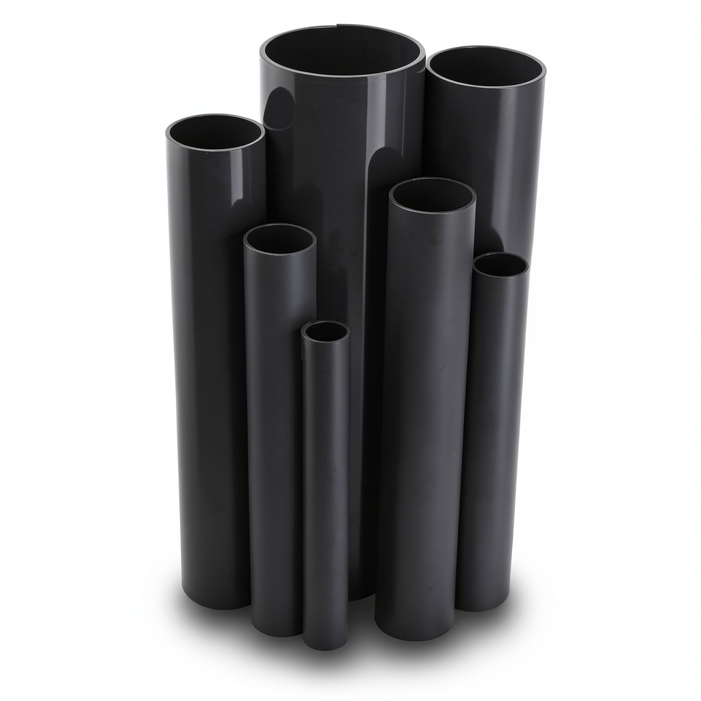 مواسير UPVC ضغط 15 بار قطر خارجي 26.6 مم سمك 1.9 مم لون اسود