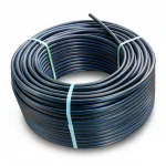 HDPE Plastic Coil Pipe  PN 16 Bar [PE 100] OD 140 mm  SDR 11  Color Black with Blue Stripes | Almona Factory