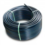 HDPE Plastic Coil Pipe  Nominal Pressure 20 Bar [PE 100] OD 20 mm  SDR 9  Color Black with Blue Stripes | Almona Factory