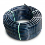 HDPE Plastic Coil Pipe  PN 20 Bar [PE 100] OD 32 mm  SDR 9  Color Black with Blue Stripes | Almona Factory