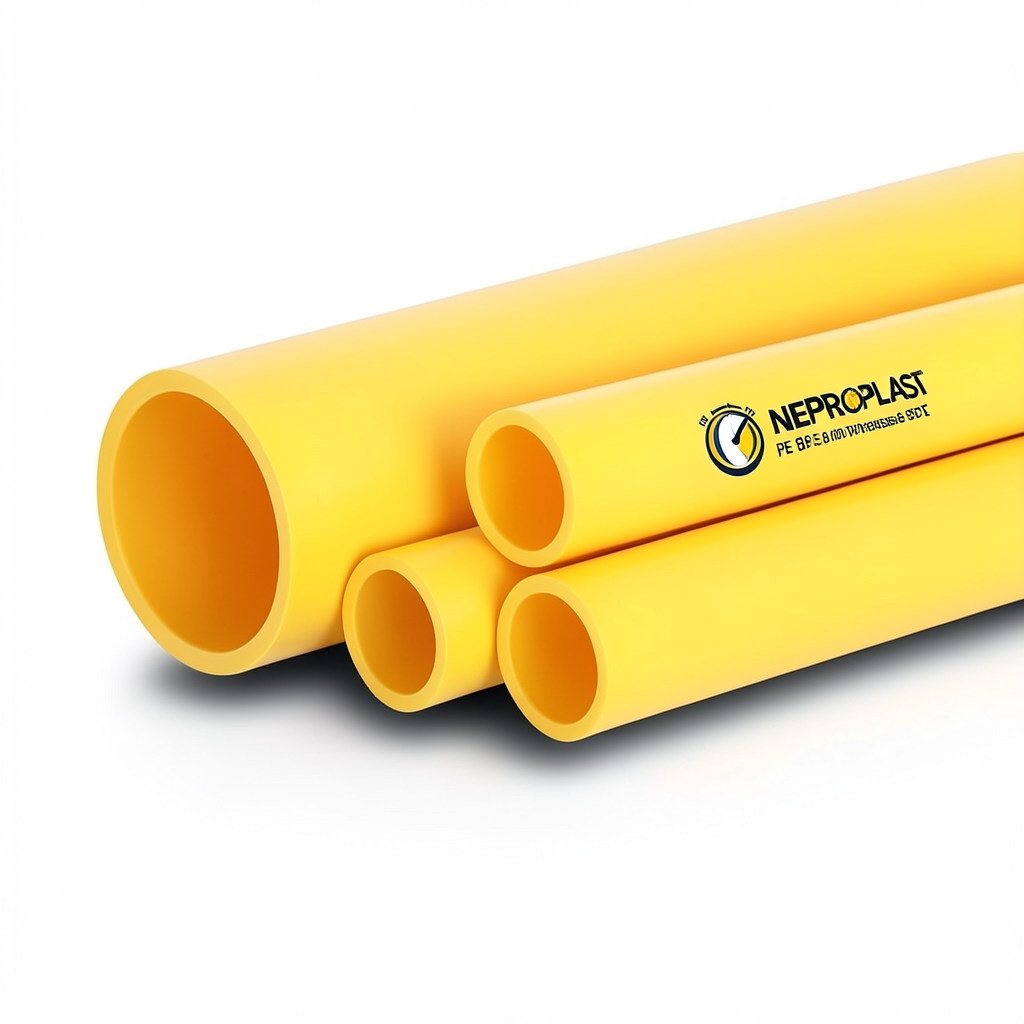 HDPE Pipes PE 80 Pressure 8 Bar Outside Diameter 140 mm Thickness 8.3 mm Yellow | NEPROPLAST