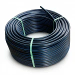 HDPE coil pipe  Pressure 10 Bar [PE 100] Size (OD) 32 mm  SDR 17  Color Black with Blue Stripes | Almona Factory