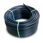 HDPE Polyethylene Coil Pipe  Nominal Pressure 10 Bar [PE 100] OD 90 mm  SDR 17  Color Black with Blue Stripes | Almona Factory