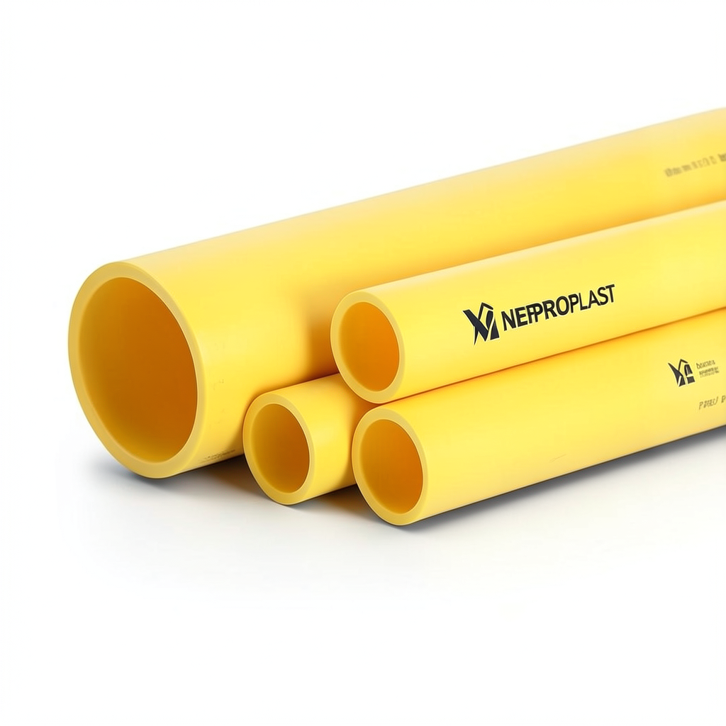 مواسير HDPE PE 80 ضغط 8 بار قطر خارجي 200 مم سمك 11.9 مم لون أصفر | نيبروبلاست