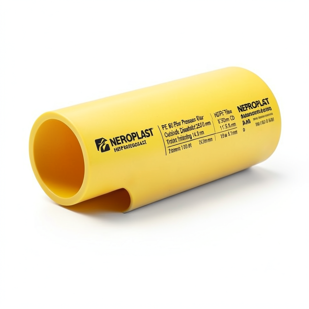 HDPE Pipes PE 80 Pressure 8 Bar Outside Diameter 250 mm Thickness 14.8 mm Yellow | NEPROPLAST