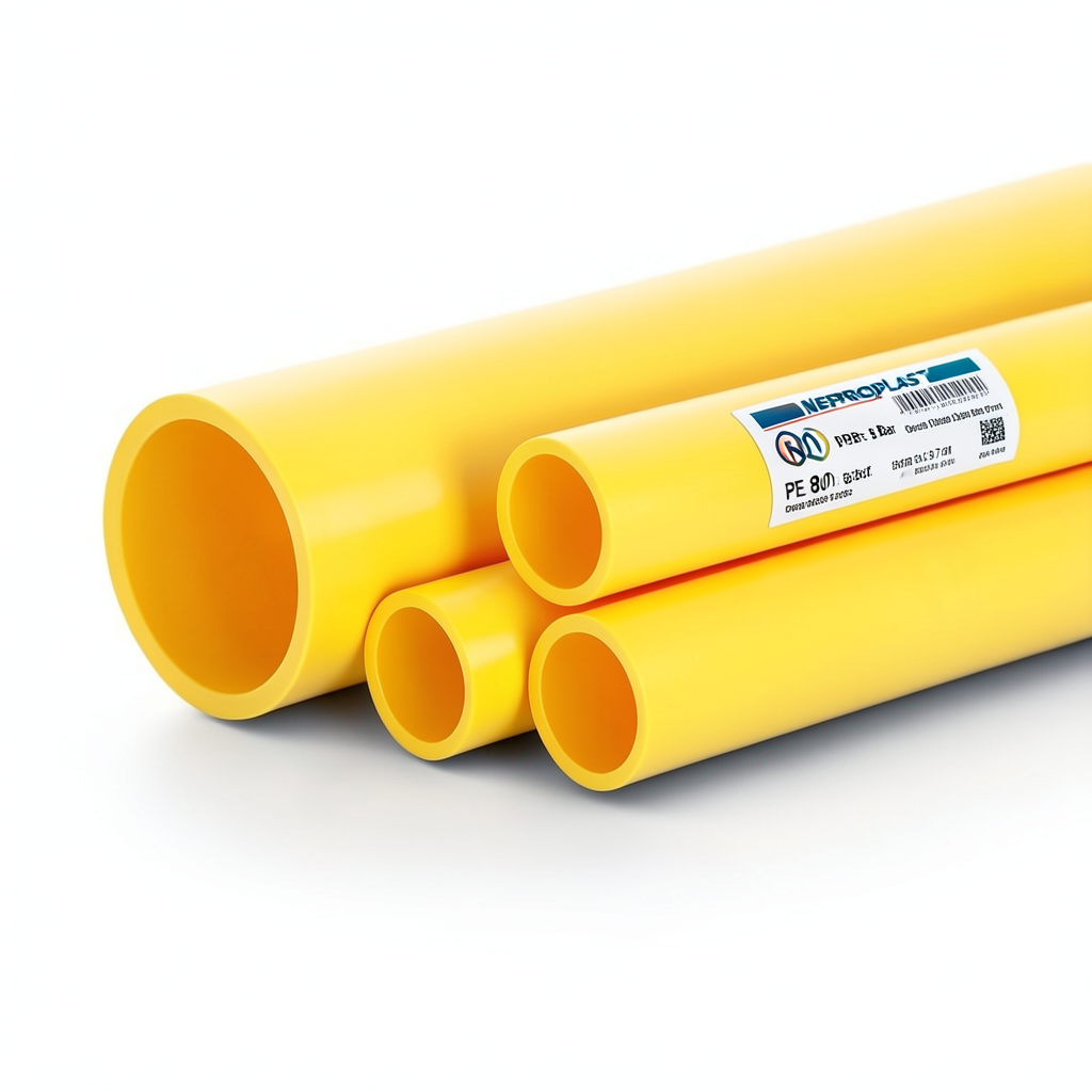 مواسير HDPE نيبروبلاست PE 80 ضغط 8 بار قطر خارجي 500 مم سمك 29.7 مم لون أصفر | نيبروبلاست