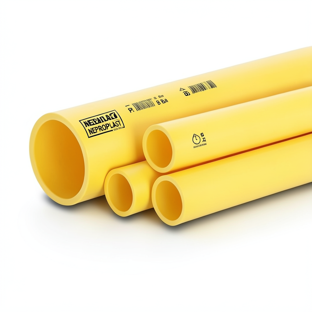 مواسير HDPE PE 80 ضغط 8 بار قطر خارجي 630 مم سمك 37.4 مم لون أصفر | نيبروبلاست