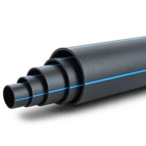 مواسير HDPE ضغط 4 بار PE 100 قطر خارجي 630 مم SDR 41 أسود مع خط أزرق