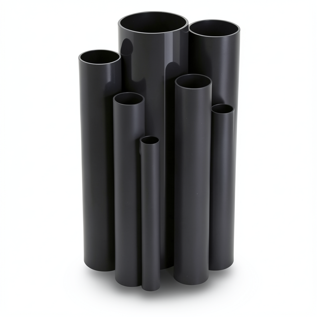 مواسير UPVC ضغط 15 بار قطر خارجي 26.6 مم سمك 1.9 مم لون اسود