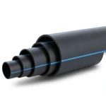 مواسير بلاستيك HDPE ضغط 4 بار PE 100 قطر خارجي 400 مم SDR 41 أسود مع خط أزرق