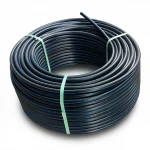 HDPE Plastic Coil Pipe  PN 20 Bar [PE 100] OD 140 mm  SDR 9  Color Black with Blue Stripes | Almona Factory