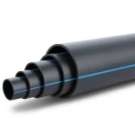 أنابيب بلاستيك HDPE ضغط 10 بار PE 100 قطر خارجي 315 مم SDR 17 لون أسود مع خطوط زرقاء