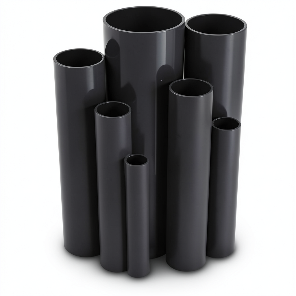 مواسير UPVC ضغط اسمي 15 بار قطر خارجي 42.4 مم سمك 3.2 مم لون اسود