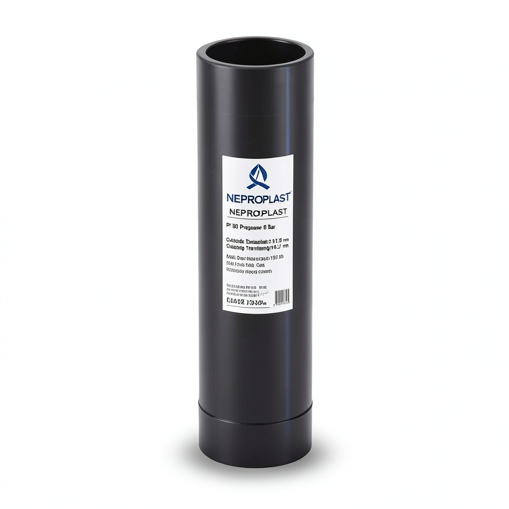 مواسير HDPE PE 80 ضغط 8 بار قطر خارجي 315 مم سمك 18.7 مم أسود | نيبروبلاست