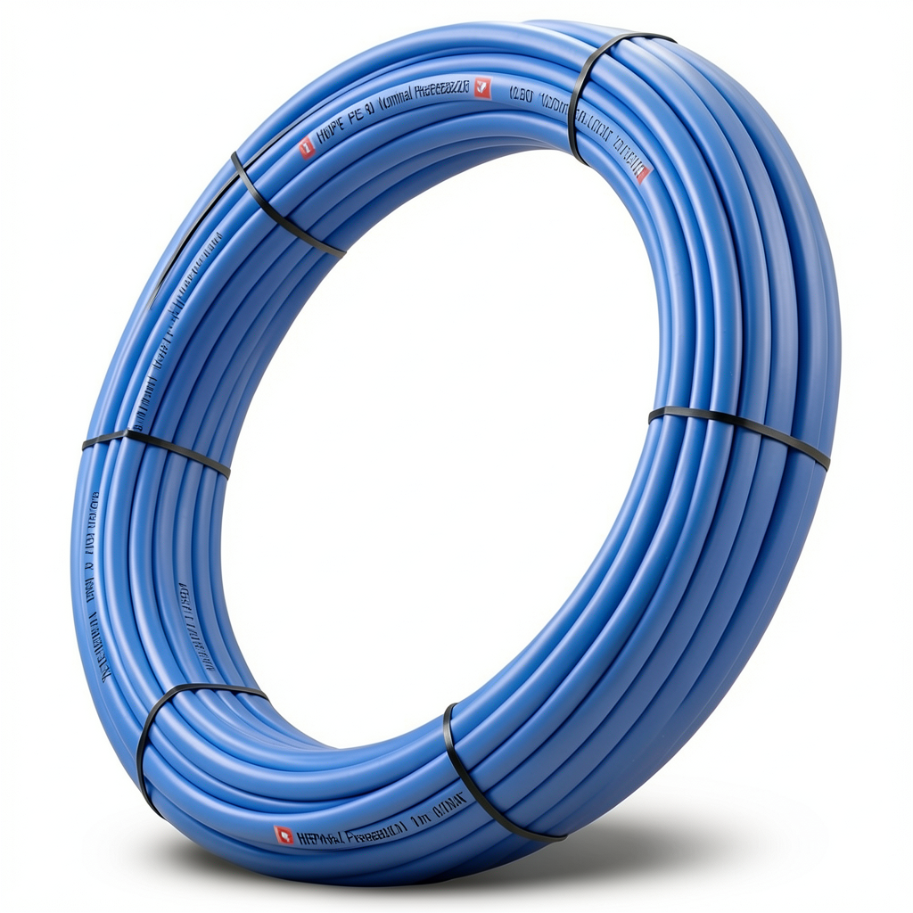 أنابيب HDPE PE 80 ضغط اسمي 12.5 بار قطر خارجي 20 مم سمك 1.9 مم أزرق | نيبروبلاست