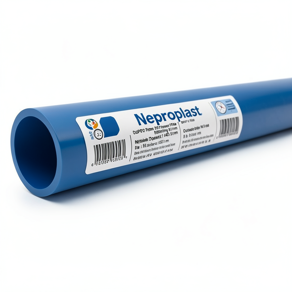 Neproplast HDPE Pipes PE 80 Pressure 8 Bar Outside Diameter 140 mm Thickness 8.3 mm Blue | NEPROPLAST