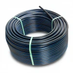 HDPE Plastic Coil Pipe  Nominal Pressure 20 Bar [PE 100] Outside Diameter 75 mm  SDR 9  Color Black with Blue Stripes | Almona Factory