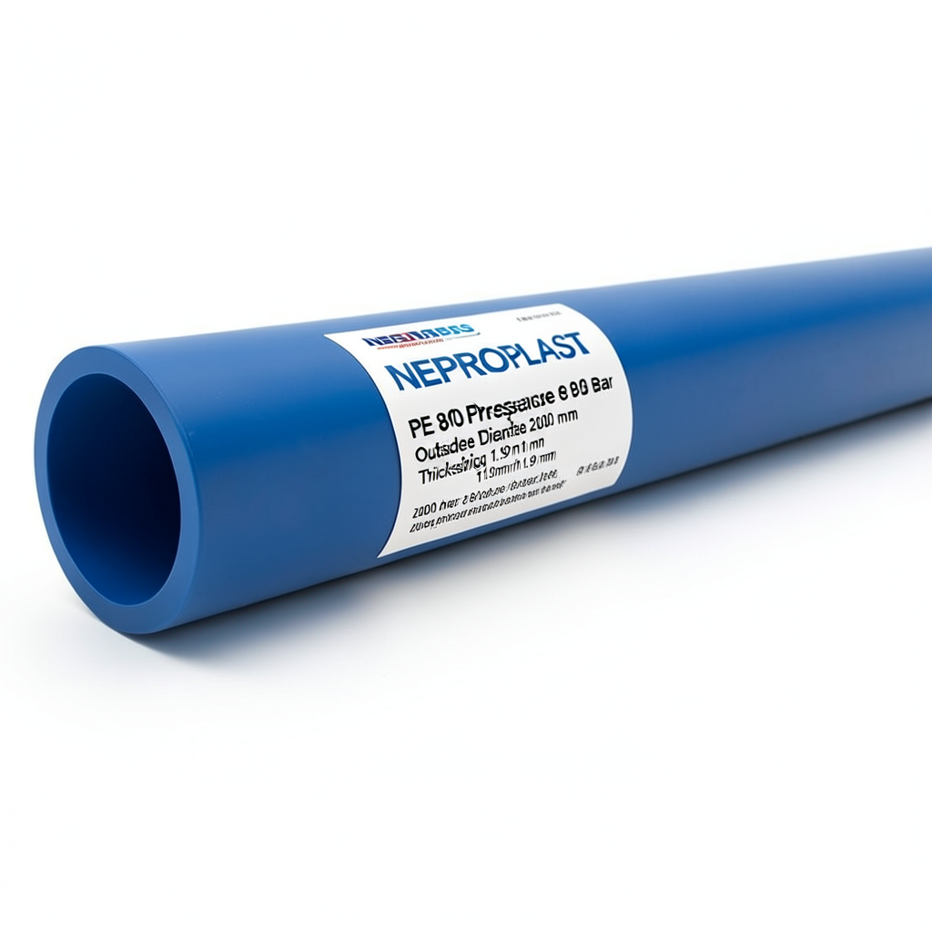 HDPE Pipes PE 80 Pressure 8 Bar Outside Diameter 200 mm Thickness 11.9 mm Blue | NEPROPLAST