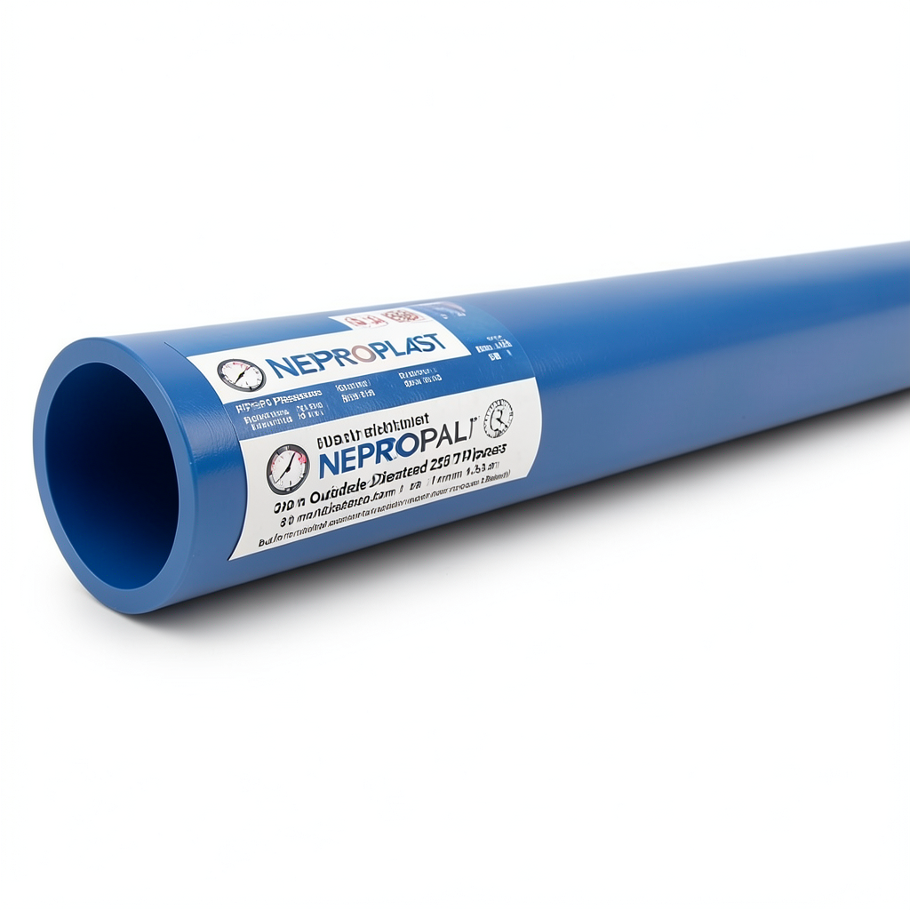 مواسير HDPE PE 80 ضغط 8 بار قطر خارجي 250 مم سمك 14.8 مم لون أزرق | نيبروبلاست