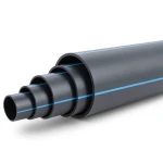 أنابيب HDPE ضغط 8 بار PE 80 قطر خارجي 225 مم SDR 17 أسود مع خط أزرق
