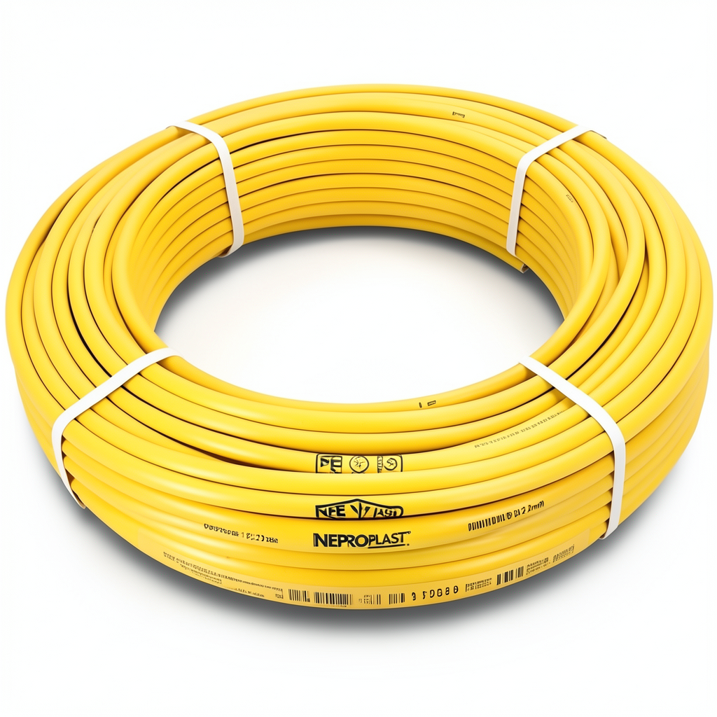 أنابيب HDPE PE 80 ضغط 12.5 بار قطر خارجي 90 مم سمك 8.2 مم لون أصفر | نيبروبلاست