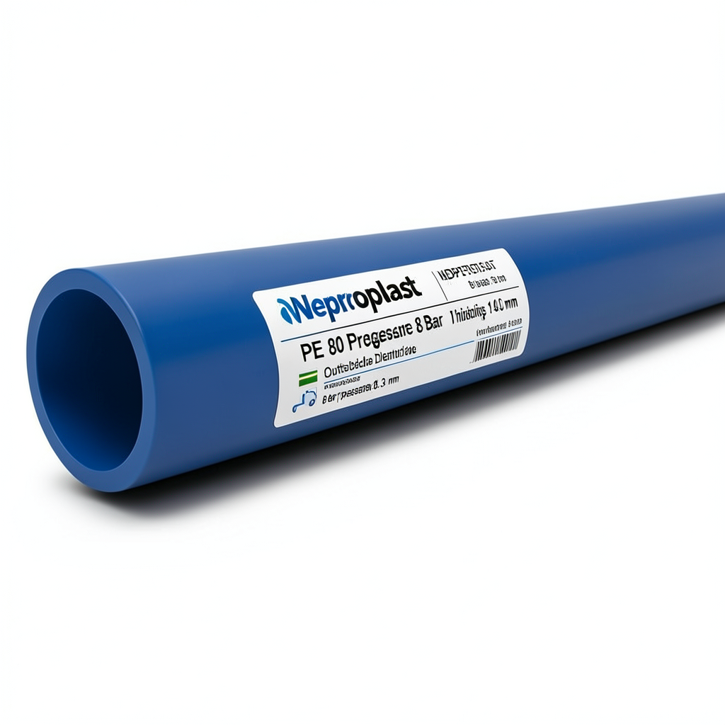 Neproplast HDPE Pipes PE 80 Pressure 8 Bar Outside Diameter 140 mm Thickness 8.3 mm Blue | NEPROPLAST