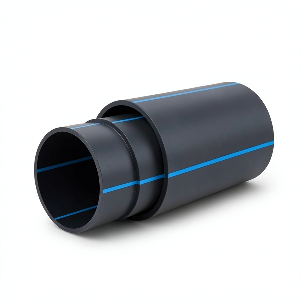 مواسير بلاستيك HDPE ضغط 10 بار PE 100 قطر خارجي 560 مم SDR 17 لون أسود مع خط أزرق