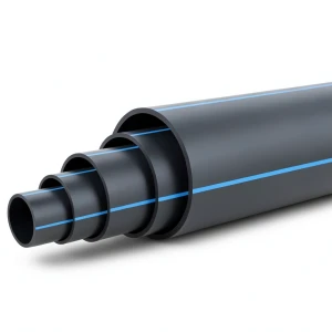 أنابيب HDPE ضغط 8 بار PE 80 قطر خارجي 225 مم SDR 17 أسود مع خط أزرق