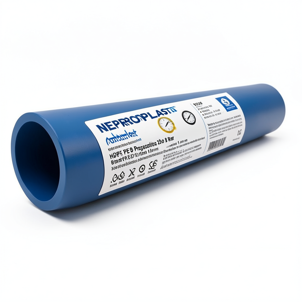 HDPE Pipes PE 80 Pressure 8 Bar Outside Diameter 250 mm Thickness 14.8 mm Blue | NEPROPLAST
