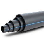 مواسير HDPE ضغط 8 بار PE 80 قطر خارجي 500 مم SDR 17 لون أسود مع خط أزرق