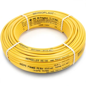 HDPE Pipes PE 80 Pressure 12.5 Bar Outside Diameter 50 mm Thickness 4.6 mm Yellow | NEPROPLAST