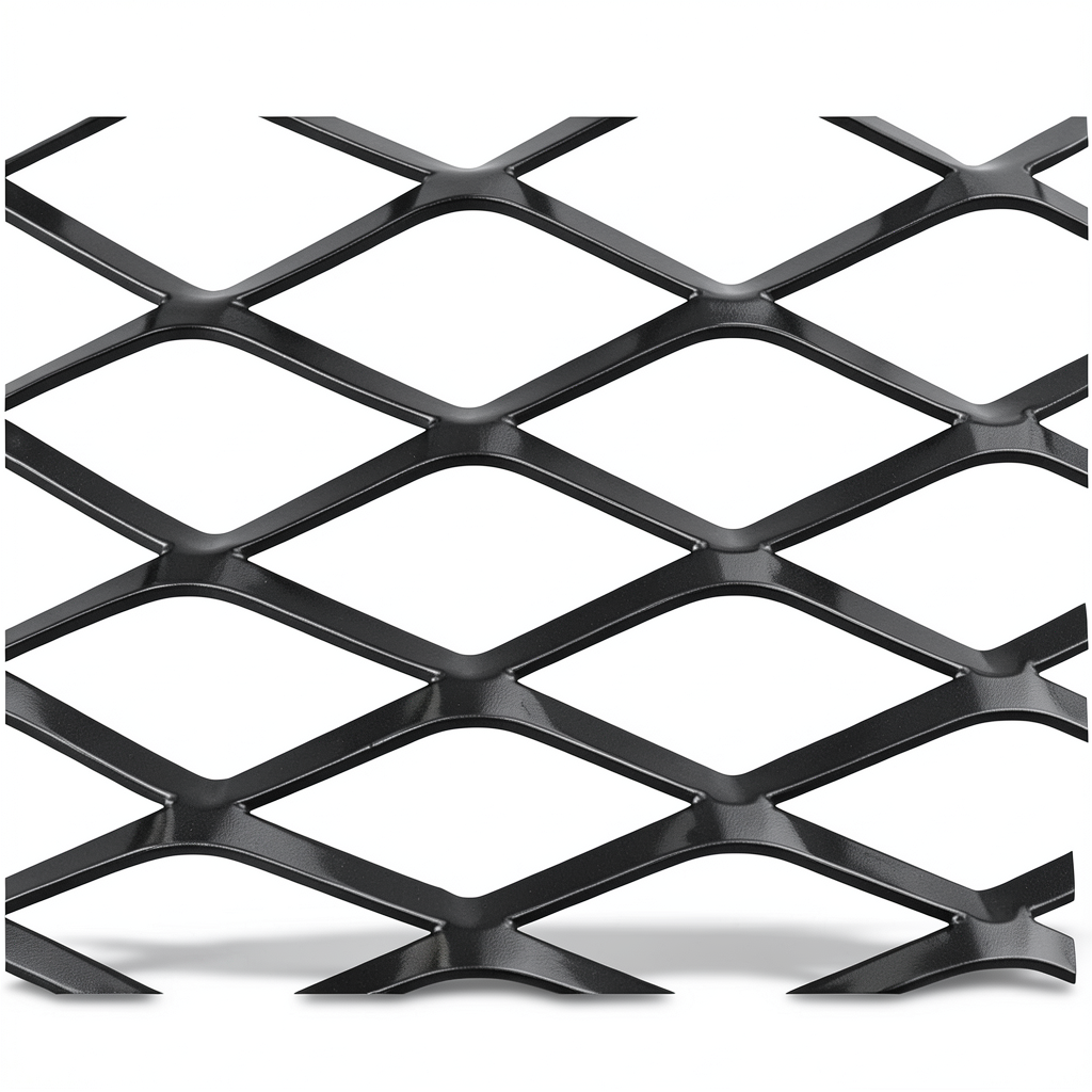 Hot Rolled Steel Expanded Metal Mesh Thickness 2.3 mm Width 2.44 M Length 3 M, Black