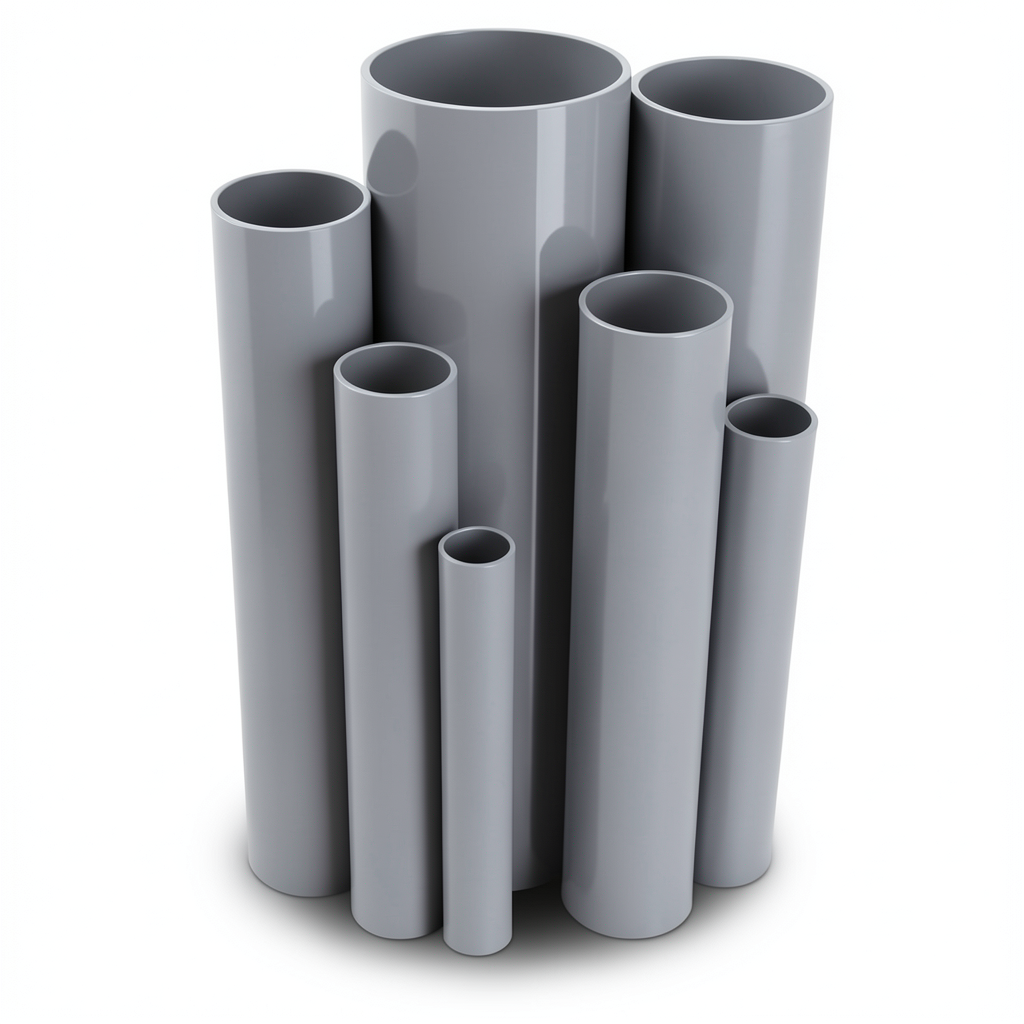 مواسير UPVC مقاس ½ 1 إنش سمك 3.68 مم لون رمادي
