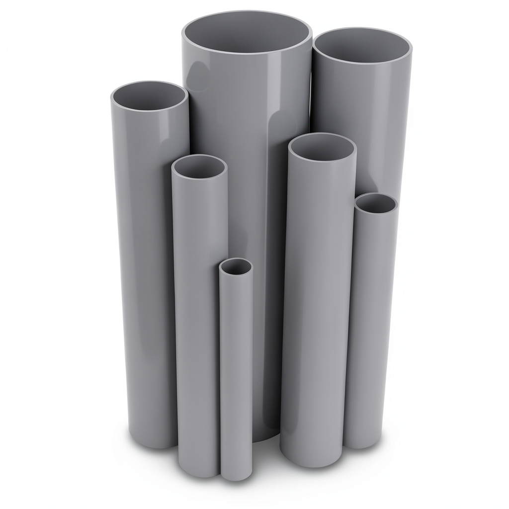 مواسير UPVC مقاس 8 إنش سمك 8.18 مم لون رمادي