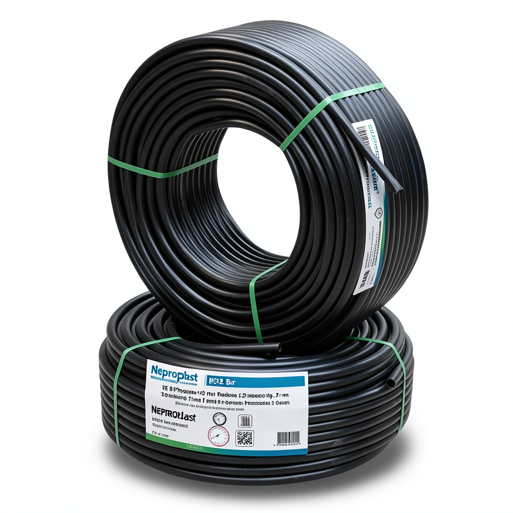 أنابيب HDPE نيبروبلاست PE 80 ضغط 12.5 بار قطر خارجي 40 مم سمك 3.7 مم لون أسود | نيبروبلاست