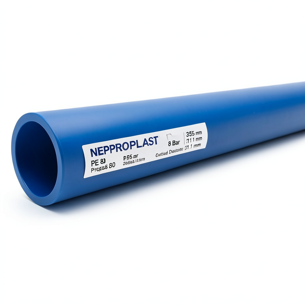 HDPE Pipes PE 80 Pressure 8 Bar Outside Diameter 355 mm Thickness 21.1 mm Blue | NEPROPLAST