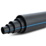 أنابيب بلاستيك HDPE ضغط 12.5 بار PE 100 قطر خارجي 250 مم SDR 13.6 أسود مع خطوط زرقاء