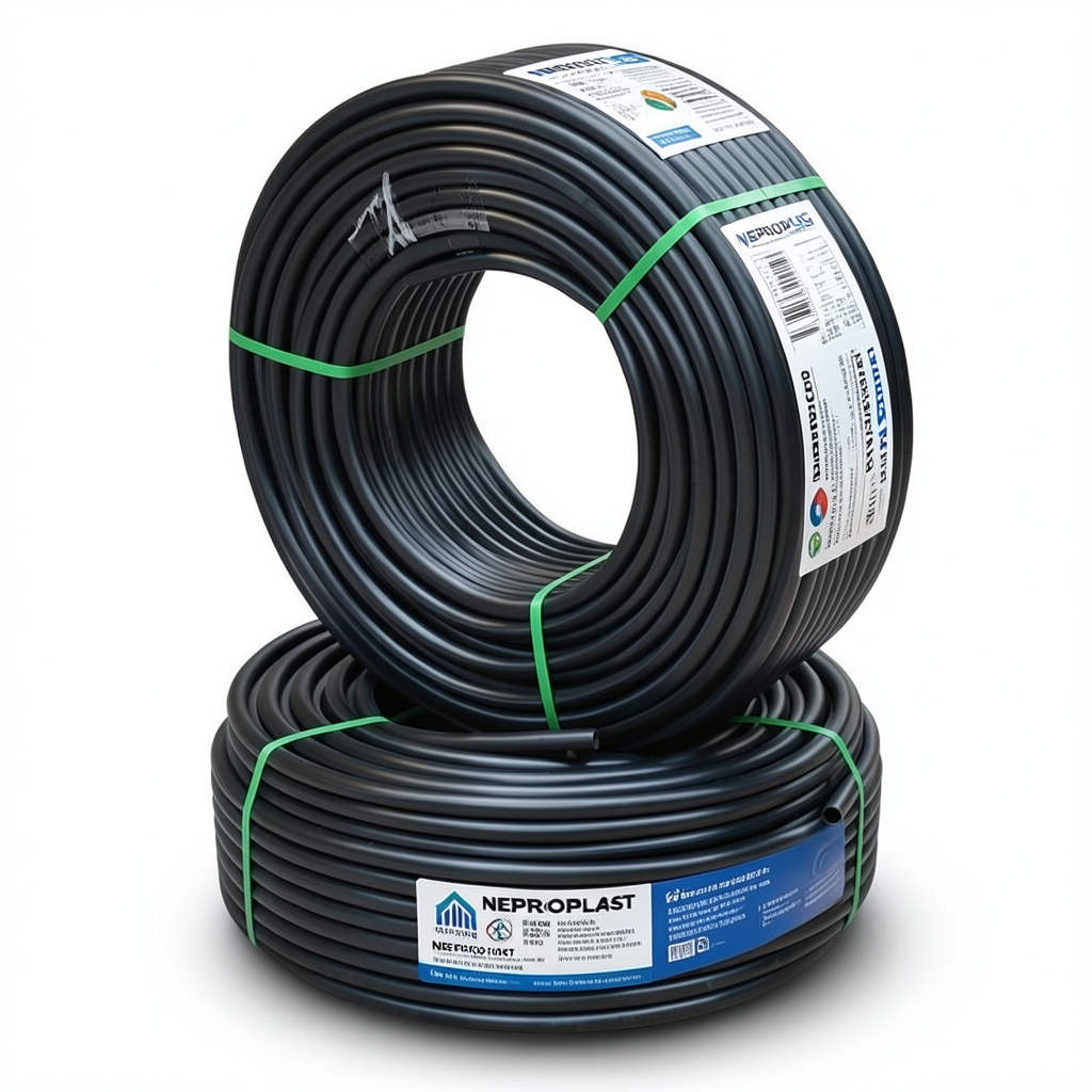 أنابيب HDPE نيبروبلاست PE 100 ضغط 6 بار قطر خارجي 110 مم سمك 4 مم لون اسود | نيبروبلاست
