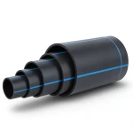 أنابيب بلاستيك HDPE ضغط 10 بار PE 80 قطر خارجي 450 مم SDR 13.6 أسود مع خط أزرق