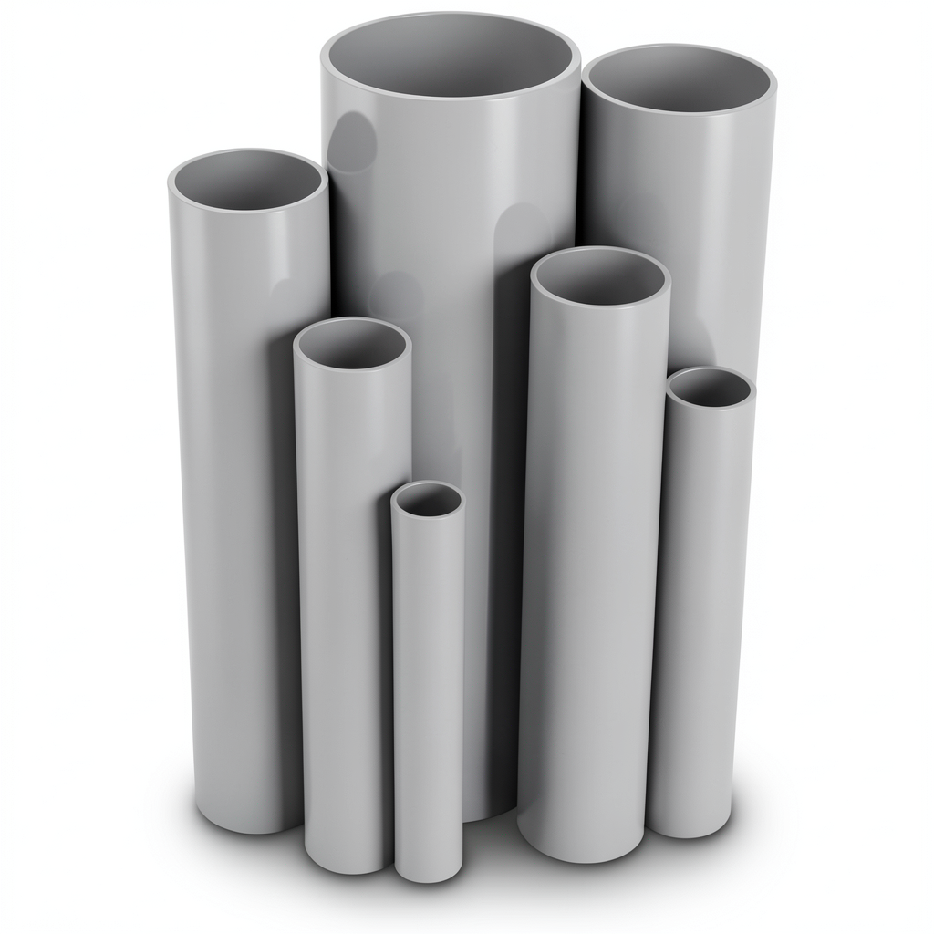 مواسير UPVC مقاس ½ 1 إنش سمك 3.68 مم لون رمادي