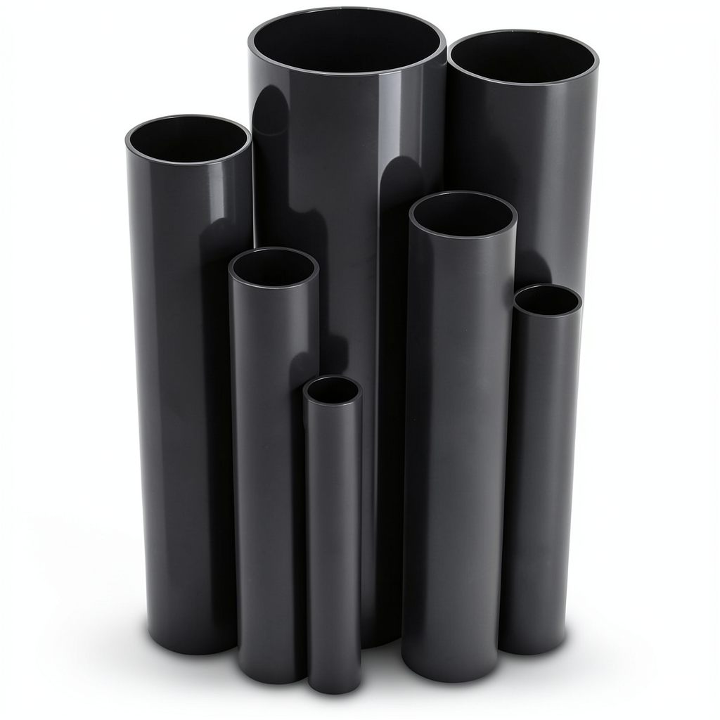 مواسير UPVC مقاس 8 إنش سمك 8.18 مم لون أسود