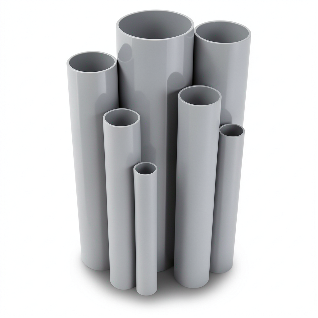 مواسير UPVC ضغط 9 بار قطر خارجي 60.2 مم سمك 2.5 مم لون رمادي