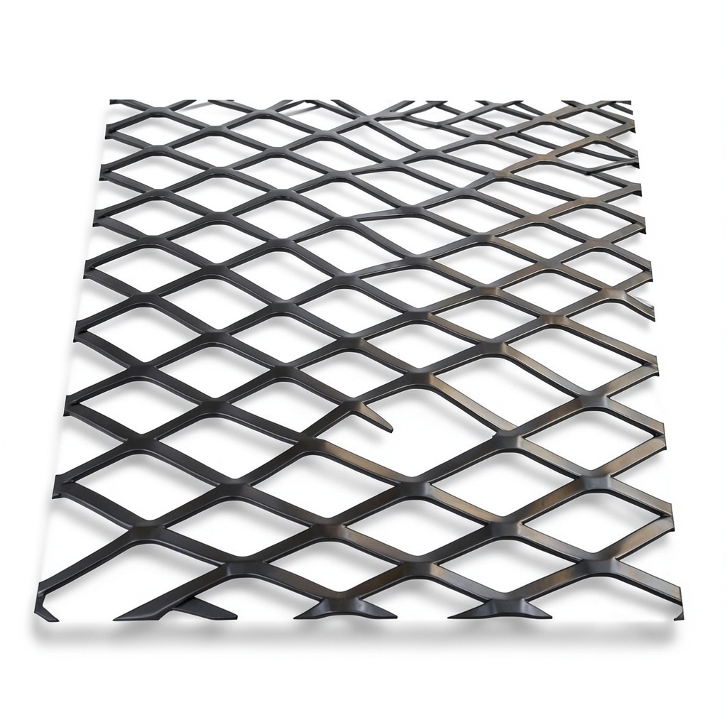 Hot Rolled Steel Expanded Metal Mesh Thickness 1.5 mm Width 2.44 m Length 7 m, Black