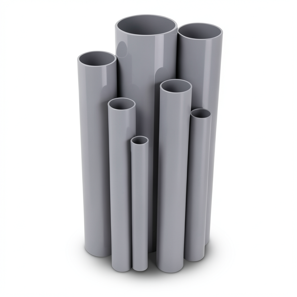 مواسير UPVC مقاس 4 إنش سمك 3.07 مم لون رمادي