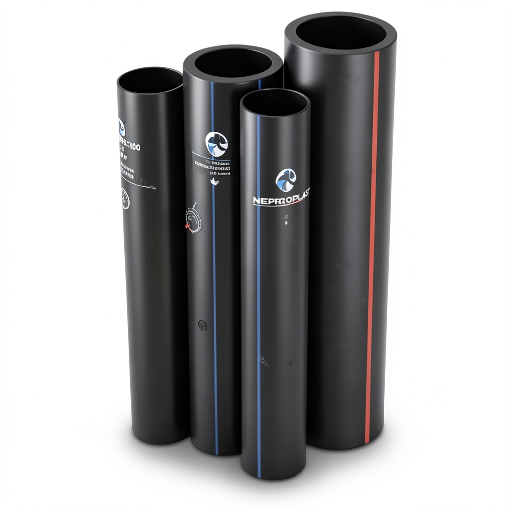 مواسير HDPE PE 100 ضغط 6 بار قطر خارجي 200 مم سمك 7.3 مم لون اسود | نيبروبلاست