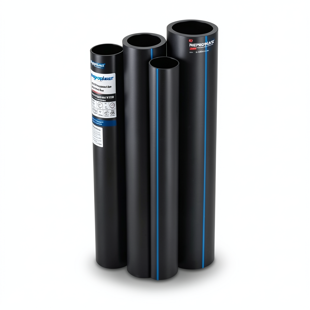 مواسير HDPE نيبروبلاست PE 100 ضغط 6 بار قطر خارجي 225 مم سمك 8.20 مم لون اسود | نيبروبلاست