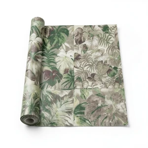 Italian Wallpaper Leaf-Patterned Design 10m x 1.06m, Green Color, Model 46710